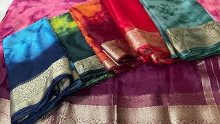 Organza shibori kanchi zari weaving boarder sarees price510free shipping WhatsApp8688456298 [upl. by Aveline]