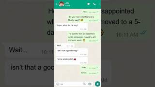 Narayana Murthys Take on the 5Day Work Week 😆 funny chat [upl. by Akitnahs]