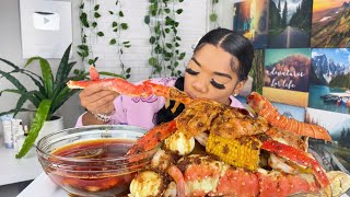 KING CRAB SEAFOOD BOIL MUKBANG  DESHELLED SEAFOOD BOIL  MY FIRST HURRICANE [upl. by Nalyk]