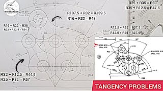 TANGENCY PROBLEMS IN TECHNICAL DRAWING pulley [upl. by Halsey]