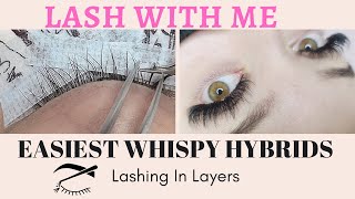 How to Easiest Wispy Hybrid Set While Lashing in Layers [upl. by Stichter]