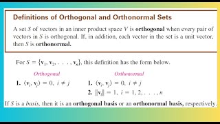 Definition of Orthogonal and Orthonormal Sets and Basis [upl. by Tegirb]