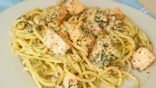 Cremige Lachs Pasta mit Sahnesoße Lachs Rezept mit Nudeln Schnelles Abendessenrezept [upl. by Helse]