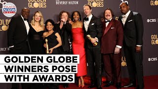 Golden Globes 2024 Golden Globe Winners Pose Backstage With Their Awards [upl. by Amlet]