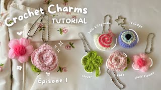 🌸CROCHET KEYCHAINS EPISODE 1  Quick amp Easy Spring Crochet Charms 💌🌿🌷 [upl. by Nnayt]