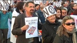 Spanish health care workers march against more austerity reforms [upl. by Ordnazil197]