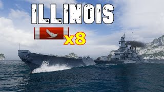 World of WarShips Illinois  8 Kills 206K Damage [upl. by Nasho]