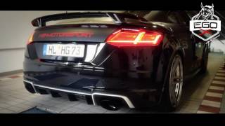 AUDI TTRS 8S EGOX 89mm Klappenabgasanlage und CatlessDownpipe Sportauspuff Sound Klappenauspuff [upl. by Beulah51]