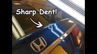 Sharp Dent in Honda Civic trunk removed without painting [upl. by Glynn]