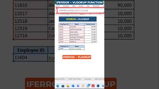 IFERROR and Vlookup Function in Excel shorts excelfunction exceltutorial [upl. by Lundt]