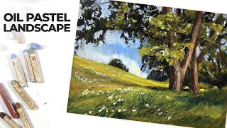 Oil Pastel Landscape with Expressive Brushstrokes  How to Use Oil Pastels [upl. by Pendergast765]