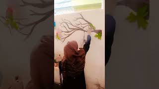 wall paintinghome decoration by Sadaf waqass easy wall decorationbalcony decoration by Sadaf [upl. by Tildi]