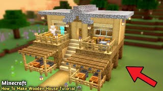 Minecraft How To Make Easy Wooden House in minecraft pe  Minecraft Wooden House Tutorial 🏡 [upl. by Eaton592]