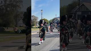 drummajor leading Huntly pipeband march to 2024 braemargathering and Games in scotland shorts [upl. by Malka668]