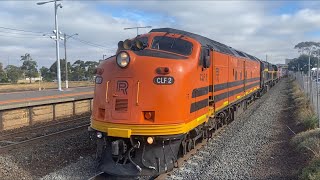 Up SCT 7922V with Railpower CLF2 and SHRC X31 C501 at North Shore headed for Melbourne 1922024 [upl. by Ainoyek]