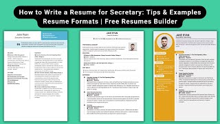 How to Write a Resume for Secretary Tips amp Examples  Resume Formats  Free Resumes Builder [upl. by Eniamert]