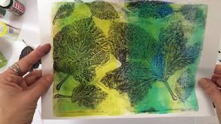 Gelli Arts ®  3 ways of printing with leaves by Birgit Koopsen [upl. by Goto]