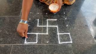 Panguni uthiram  special rangoli  Pandaga Roju vese muggulu  Padi Kolam 8 [upl. by Nahrut]