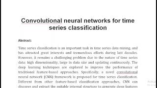 Convolutional neural networks for time series classification [upl. by Akcira]