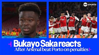 quotIM BUZZINGquot 😍  Bukayo Saka OVER THE MOON after Arsenal reach Champions League quarterfinal 🔴 [upl. by Finley905]