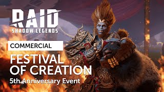 RAID Shadow Legends  5th Anniversary Event  Festival of Creation Official Commercial [upl. by Aeriell]