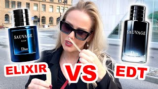 DIOR SAUVAGE ELIXIR vs SAUVAGE EDT Womens Reactions WHICH ONE SMELLS MORE ATTRACTIVE 💋 [upl. by Colette]