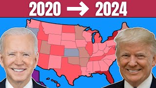 Political Shifts  2020  2024  Most Populous County In Each State [upl. by Eniamreg]