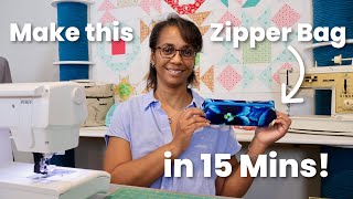 How to Sew a Zipper Bag for Beginners in 15 Minutes 🦋 Quick and Easy Sewing Project [upl. by Aicala907]