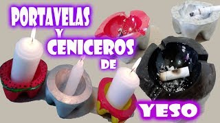 DIY  COMO HACER CENICEROS DE YESO Y PORTAVELAS DE YESO SUPER FACIL Elizabeth MC [upl. by Neitsirk]