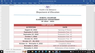 SCHOOL ELEMENTARY CALENDAR for 2022 TO 2023 [upl. by Lesab]