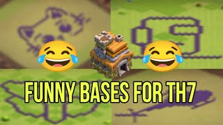 Top 5 Funny Bases For Town Hall 7 With Copy Links  Clash Of Clans [upl. by Atnauqal]