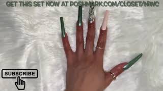 Get SalonWorthy Nails at Home 3XL Square Winter Green Shimmer amp Soft Pink w Swirl Press on Nails [upl. by Adur]