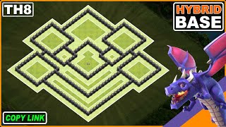 NEW TH8 Hybrid Base COPY LINK  COC Town Hall 8 TrophyWar Base [upl. by Zinnes]