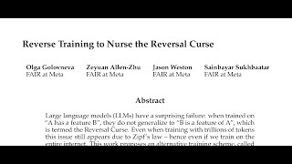 Reverse Training to Nurse the Reversal Curse [upl. by Naitsirc]