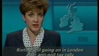 ITN Newsflash London poll tax riots 31031990 [upl. by Benton]