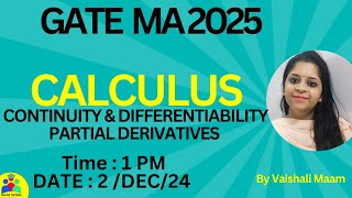 GATE Exam CalculusContinuity Differentiabilty Partial Derivatives Function of Several Variables [upl. by Anirbak]