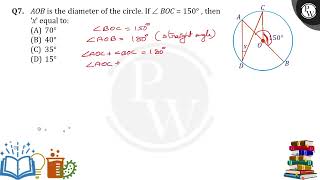 AOB is the diameter of the circle If BOC150  then  x  equal to [upl. by Radbourne883]