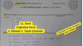 11 Sınıf Coğrafya Dersi 1 Dönem 1 Yazılı sınavı çözümü [upl. by Arada]