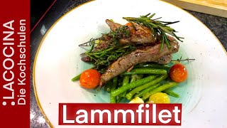 Lammfilet mit grünen Bohnen  schnelles Abendessen  Rezept  La Cocina [upl. by Ahteres]