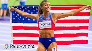 Gabby Thomas learned to deal with the pressure for first gold medal  Paris Olympics  NBC Sports [upl. by Alyat]