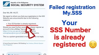 SSS number is already registered Failed registration MySSS [upl. by Ateloiv987]