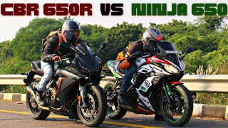 CBR 650R vs Kawasaki Ninja 650 Drag Race 🔥🔥🔥 [upl. by Halika]