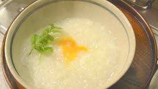 月見粥、あるいは目玉粥の作り方 How to make rice porridge with poached egg [upl. by Toscano387]