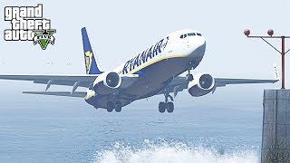 GTA 5  Ryanair Boeing 737 Late GoAround Close Call  Landing HD [upl. by Eislrahc]