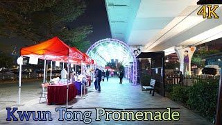 Hong Kong Night Street View 4K  Kwun Tong Promenade Night Market [upl. by Arraic]