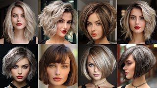 Short Bob Haircuts For Trendy amp Chic Look 2024 Chin Length Haircuts Curly Bob Pixie Cut Low Mainten [upl. by Rehnberg670]