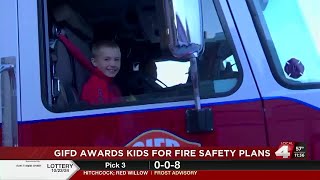 Grand Island Fire Department awards students for creating fire safety plans [upl. by Ehcram]