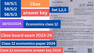 Class 12 economics answer key 2024  class 12 economics paper 2024  set 123  5853  cbse [upl. by Rorke913]