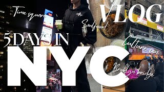 NY VLOG Going to Culture Con Soulfood Time Square Lounging Brooklyn Bridge amp more  Porchia AB [upl. by Sipple239]