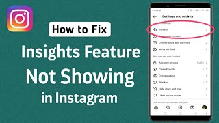 How To Fix Insight Feature Not Showing on Instagram [upl. by Avi]